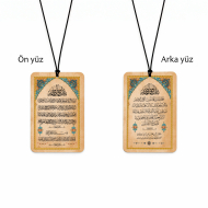 Ayet-el Kürsi ve Nazar Ayeti ve Fatiha Suresi ve Yolculuk Duası Baskılı Araç Ayna Süsü