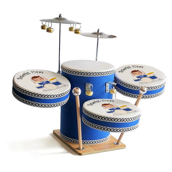 Personalized with Name, Child Drummer  Printed Leather Kids' Drum Set - Blue