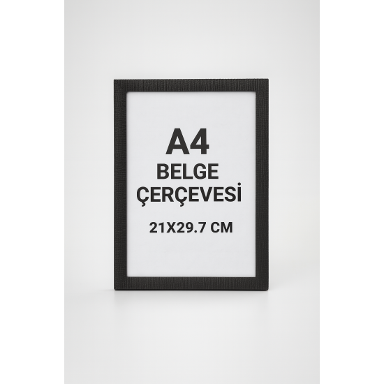 Boş A4 Camlı Fotoğraf ve Belge Çerçevesi 21x29,7 cm – Siyah