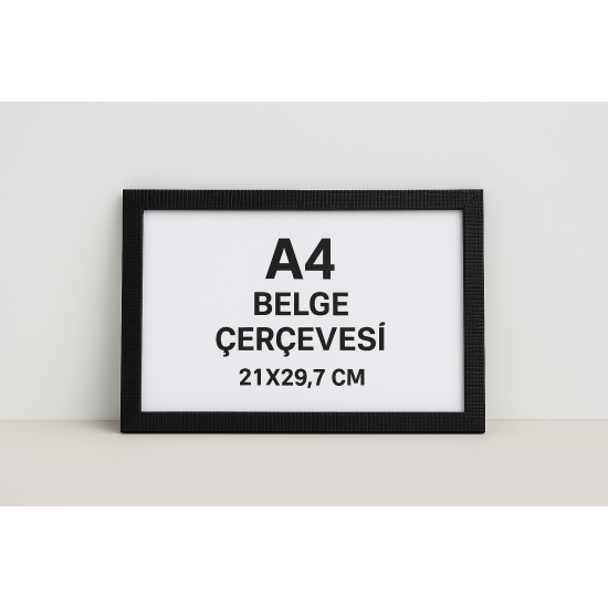Boş A4 Camlı Fotoğraf ve Belge Çerçevesi 21x29,7 cm – Siyah