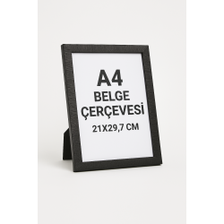 Boş A4 Camlı Fotoğraf ve Belge Çerçevesi 21x29,7 cm – Siyah