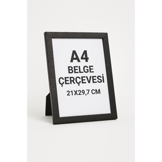 Boş A4 Camlı Fotoğraf ve Belge Çerçevesi 21x29,7 cm – Siyah