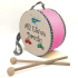 Kişiye Özel İsimli, Araba Helikopter  Printed Leather Kids' Drum - Pink