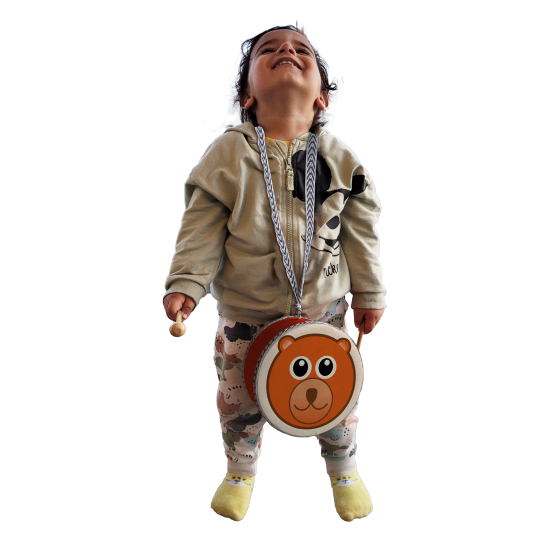 Ayı Suratı  Printed Leather Kids' Drum - Red