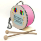 Kişiye Özel İsimli, Balonlu  Printed Leather Kids' Drum - Pink