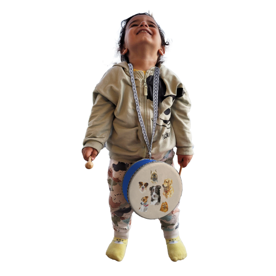 Köpekler  Printed Leather Kids' Drum - Blue