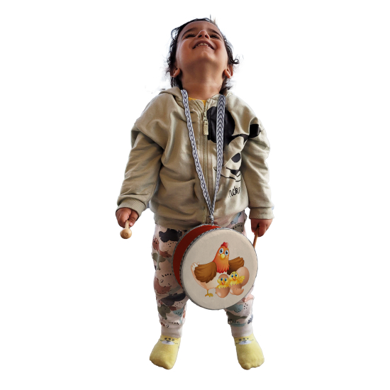 Eşek Sıpası Yazılı  Printed Leather Kids' Drum - Red