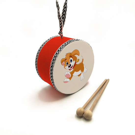 Yavru Köpek Printed Leather Kids' Drum - Red