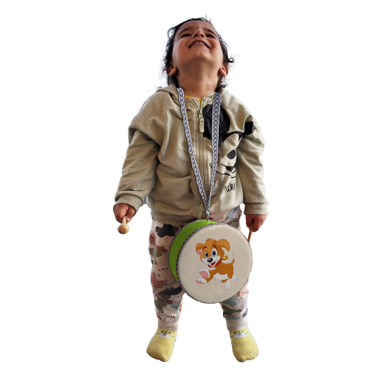 Yavru Köpek Printed Leather Kids' Drum - Green