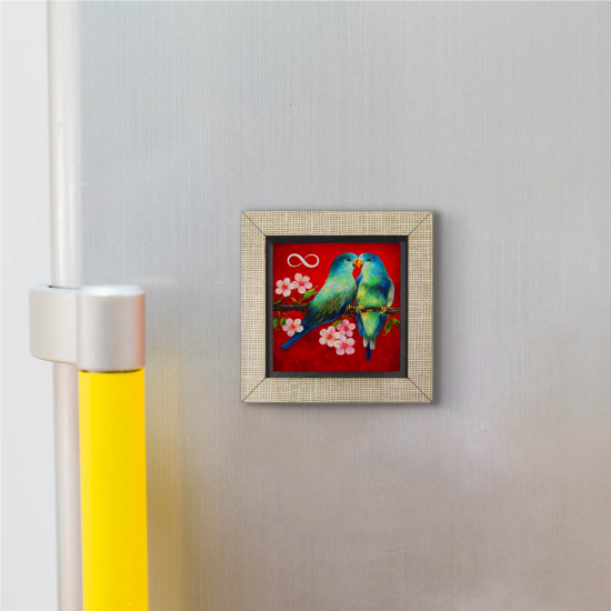 Çifte Kuşlar Printed Wooden Magnet