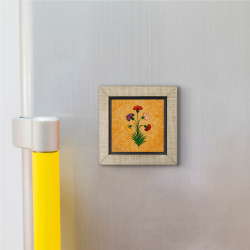 5 Çiçekli Karanfil Ebrusu Printed Wooden Magnet