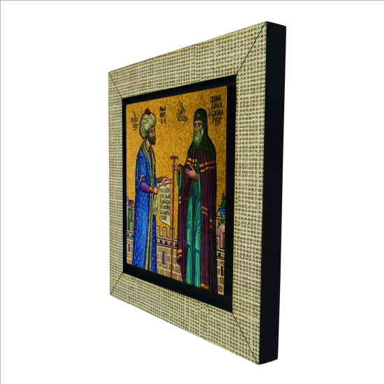 Fatih Sultan Mehmet ve Rum Ortodoks Patriği Mozaiği Printed Wooden Magnet