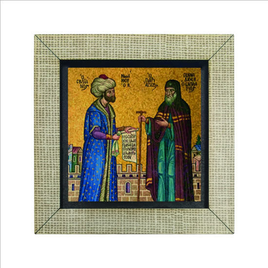 Fatih Sultan Mehmet ve Rum Ortodoks Patriği Mozaiği Printed Wooden Magnet