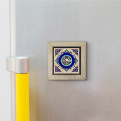 Mashallah with Tezhip Pattern Printed Wooden Magnet