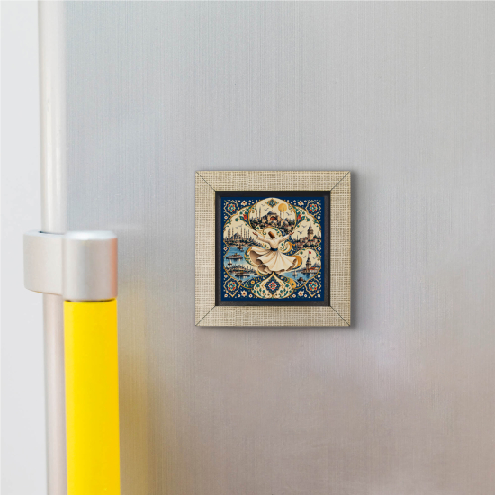 Whirling Dervish and İstanbul Printed Wooden Magnet