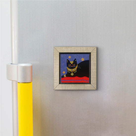 Kedi Baskılı Ahşap Magnet