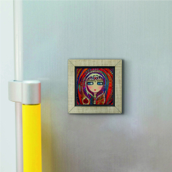 Anadolu Etnik Motifli Kız Tablosu Printed Wooden Magnet
