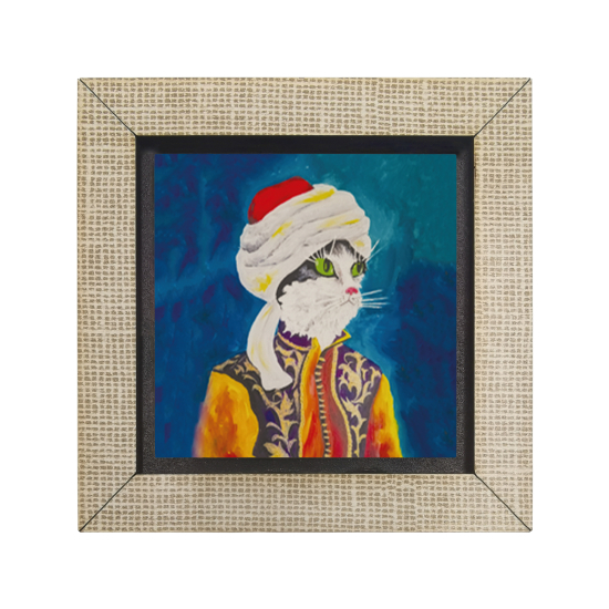 Sarıklı Osmanlı Kedisi Baskılı Ahşap Magnet