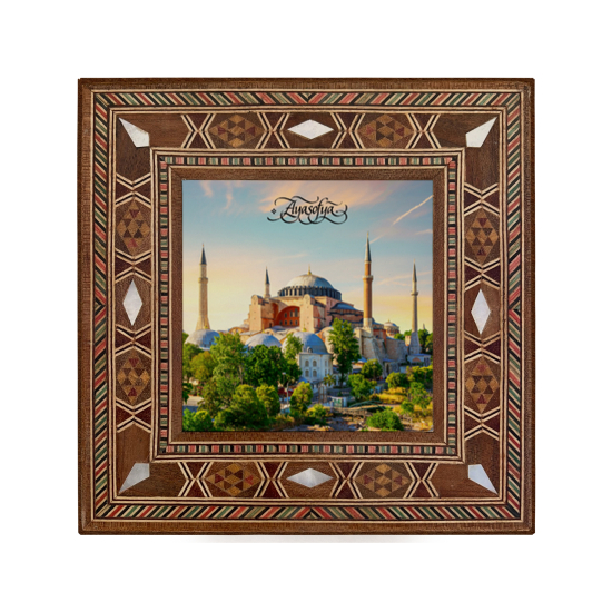 Ayasofya Baskılı Sedef Görünümlü Ahşap Magnet