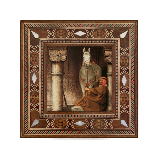 At Görseli Printed Mother-of-Pearl Effect Wooden Magnet