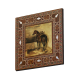 Oil Painting of a Horse in the Stable Printed Mother-of-Pearl Effect Wooden Magnet
