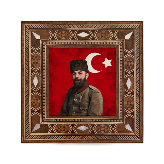 Cemal Paşa Baskılı Sedef Görünümlü Ahşap Magnet