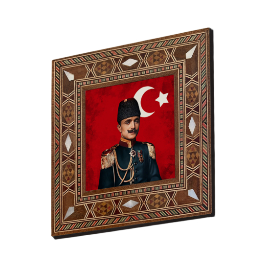 Enver Paşa Baskılı Sedef Görünümlü Ahşap Magnet