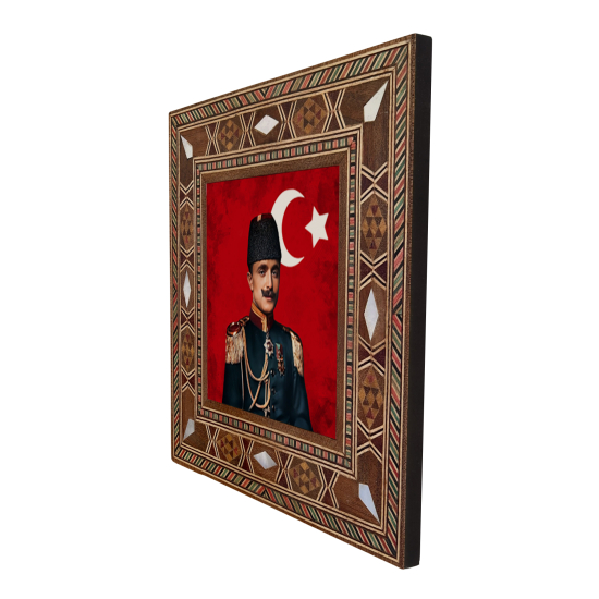 Enver Paşa Baskılı Sedef Görünümlü Ahşap Magnet