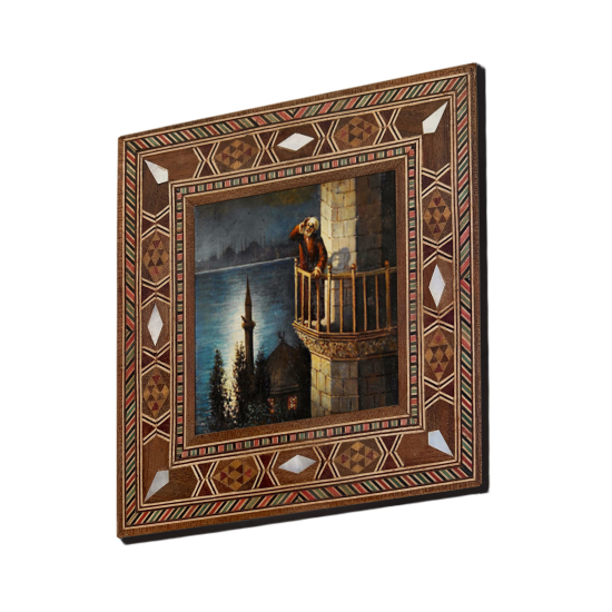 Müezzin Tablosu Printed Mother-of-Pearl Effect Wooden Magnet