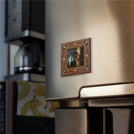 Müezzin Tablosu Printed Mother-of-Pearl Effect Wooden Magnet