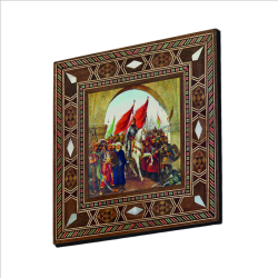 "Fatih Sultan Mehmet'in İstanbul’a Girişi" Tablosu Baskılı Sedef Görünümlü Ahşap Magnet