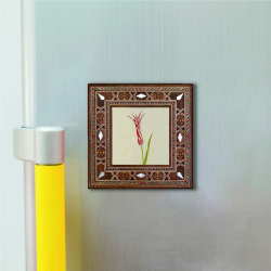 Osmanlı Lalesi Çizimi Printed Mother-of-Pearl Effect Wooden Magnet