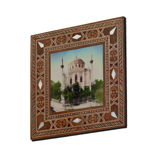 İstanbul Pertevniyal Valide Sultan Camii Fotoğrafı (1950'ler, Renklendirilmiş) Printed Mother-of-Pearl Effect Wooden Magnet