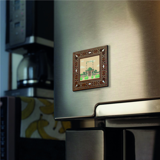 Taksim Camii Görseli Baskılı Sedef Görünümlü Ahşap Magnet
