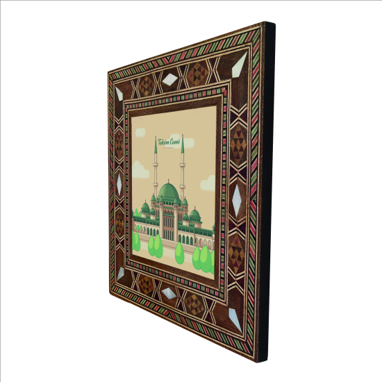 Taksim Camii Görseli Baskılı Sedef Görünümlü Ahşap Magnet