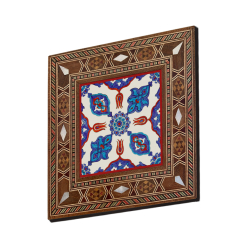 Osmanlı İznik Çini Deseni (Rüstem Paşa Camii) Printed Mother-of-Pearl Effect Wooden Magnet