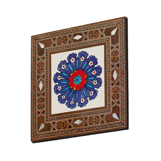 Rüstem Paşa Camii İznik Çini Deseni Printed Mother-of-Pearl Effect Wooden Magnet