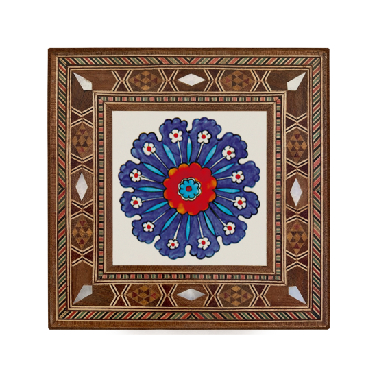 Rüstem Paşa Camii İznik Çini Deseni Printed Mother-of-Pearl Effect Wooden Magnet