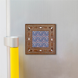 İznik Çini Deseni (Rüstem Paşa Camii) Printed Mother-of-Pearl Effect Wooden Magnet