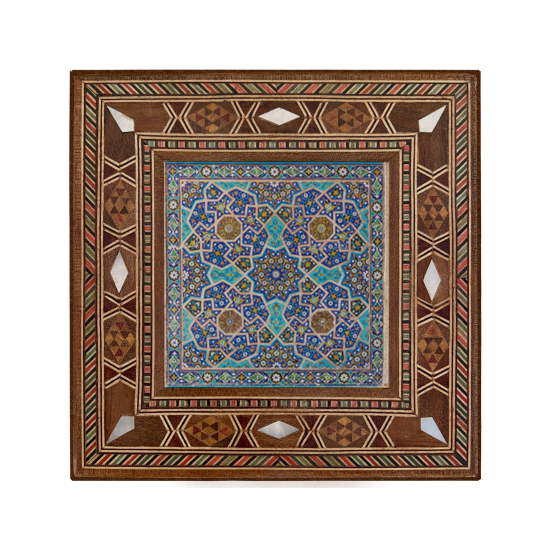 Cuma Cami Çinisi (İran) Baskılı Sedef Görünümlü Ahşap Magnet