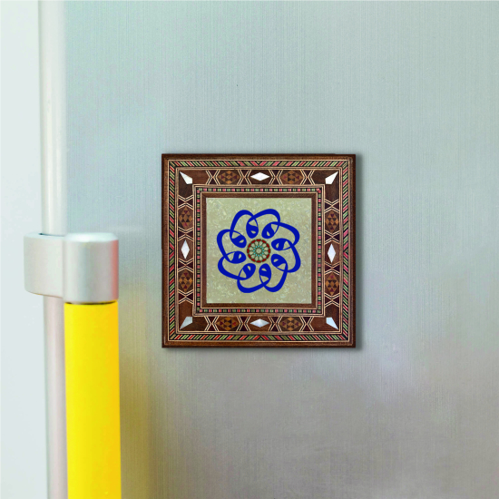 8’li Vav harfi Baskılı Sedef Görünümlü Ahşap Magnet
