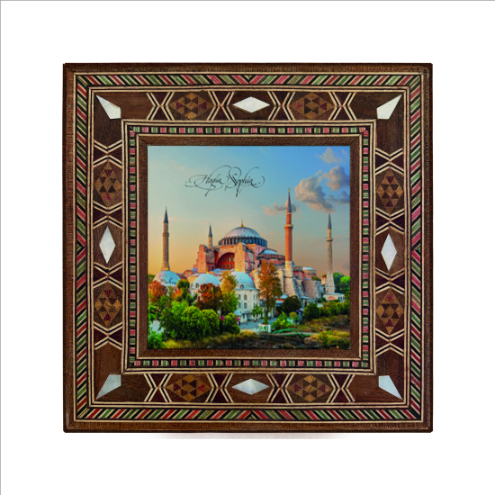 Ayasofya Camii Baskılı Sedef Görünümlü Ahşap Magnet