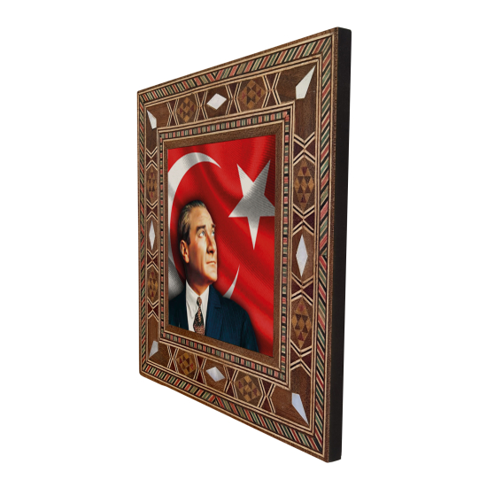 Atatürk Baskılı Sedef Görünümlü Ahşap Magnet