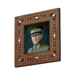 Atatürk Baskılı Sedef Görünümlü Ahşap Magnet