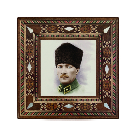 Atatürk Baskılı Sedef Görünümlü Ahşap Magnet