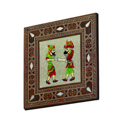 Hacivat ile Karagöz  Baskılı Sedef Görünümlü Ahşap Magnet