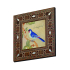 Bülbül Kuşu Çizimi Printed Mother-of-Pearl Effect Wooden Magnet