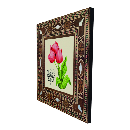 İstanbul Lalesi Printed Mother-of-Pearl Effect Wooden Magnet