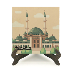Taksim Camii Görseli Baskılı Ahşap Masaüstlük
