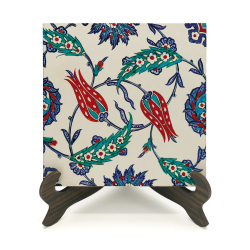 İznik Çini Deseni Printed Wooden Tabletop